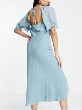 ASOS LOVELY Blue Midi Dress SIZE 6